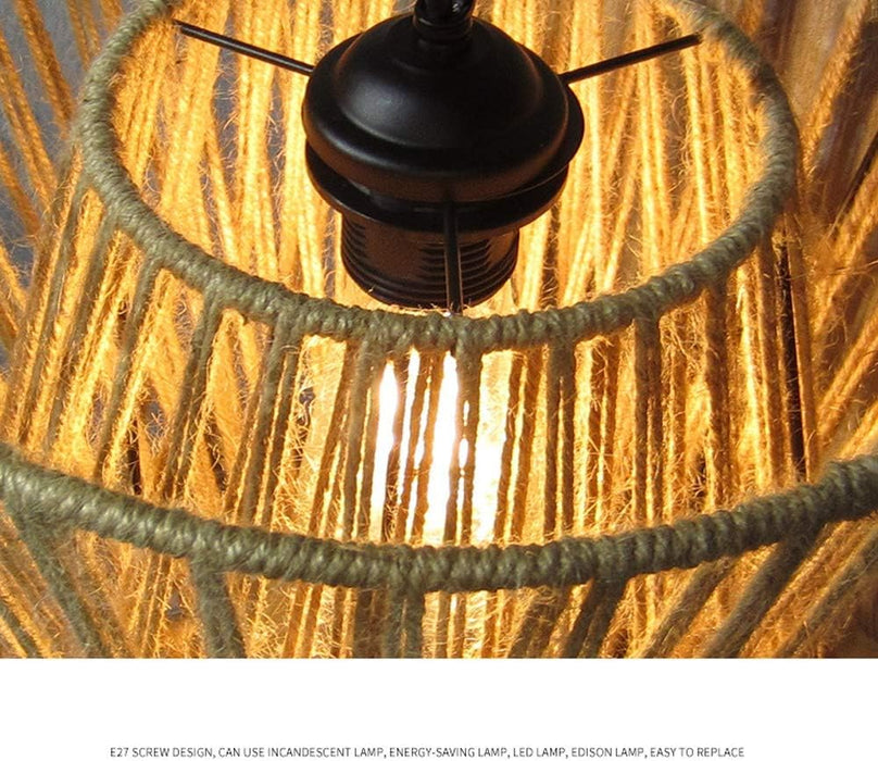 Basket Shape Chandelier Jungle Style Art Pendant Light Shade Anti-Rust Ceiling Lights Bucolic Chandeliers Hanging Light