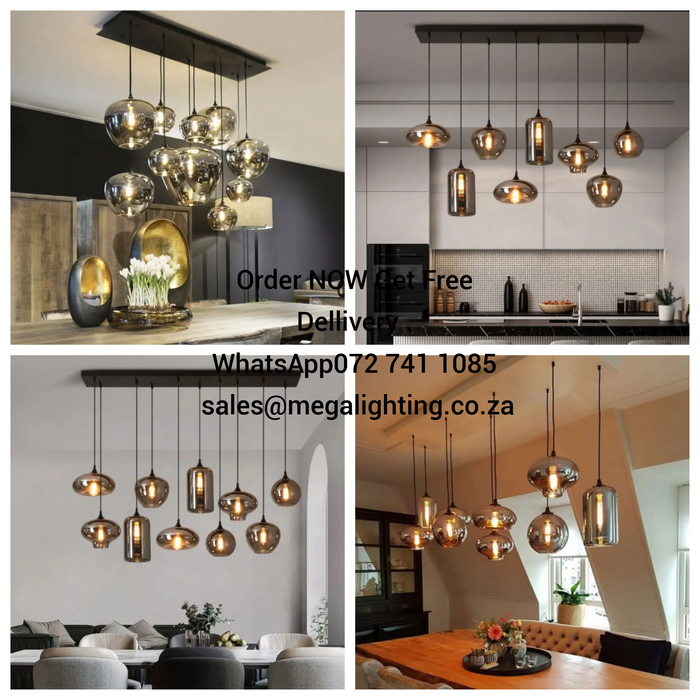 2025 Kitchen island smoke grey glass ball hanging lamp restaurant decorative nordic modern glass pendant light