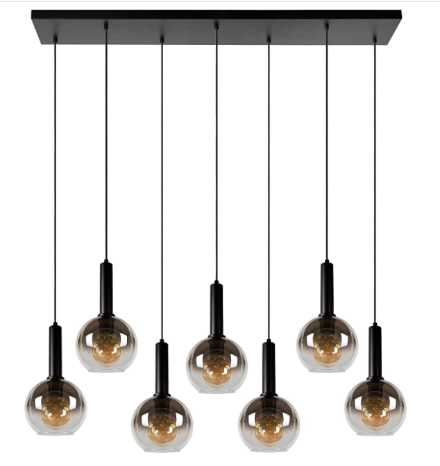 LED PENDANT LIGHTING FIXTURE Hanging lamp - 7xE27 - Black