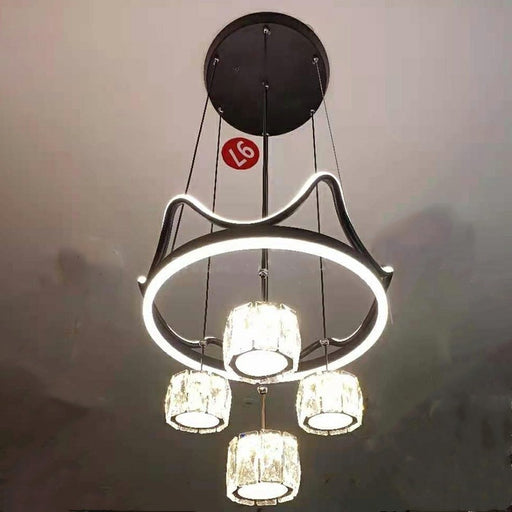 Modern Minimalist Round Crystal Chandelier 4 Light