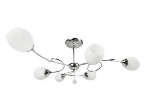 PENDANT LAMP E27 6X E27 BULBS METAL GLASS CHROME